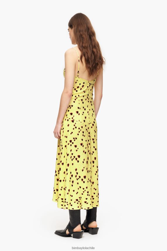 Bimba Y Lola vestido lencero midi con estampado de corazones pequeños PT6884223 ropa amarillo