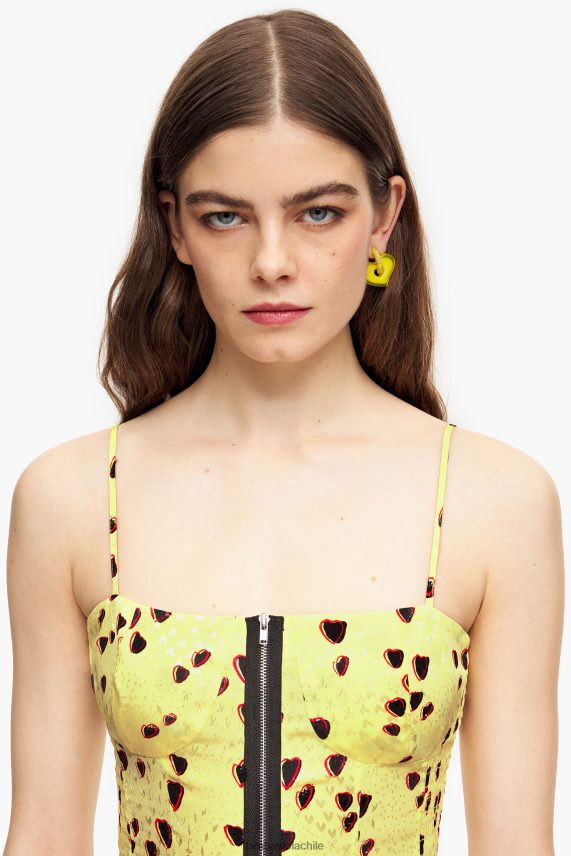 Bimba Y Lola vestido lencero midi con estampado de corazones pequeños PT6884223 ropa amarillo