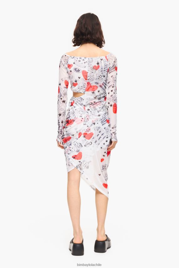 Bimba Y Lola vestido midi ajustado con estampado de corazones PT6884224 ropa apodo