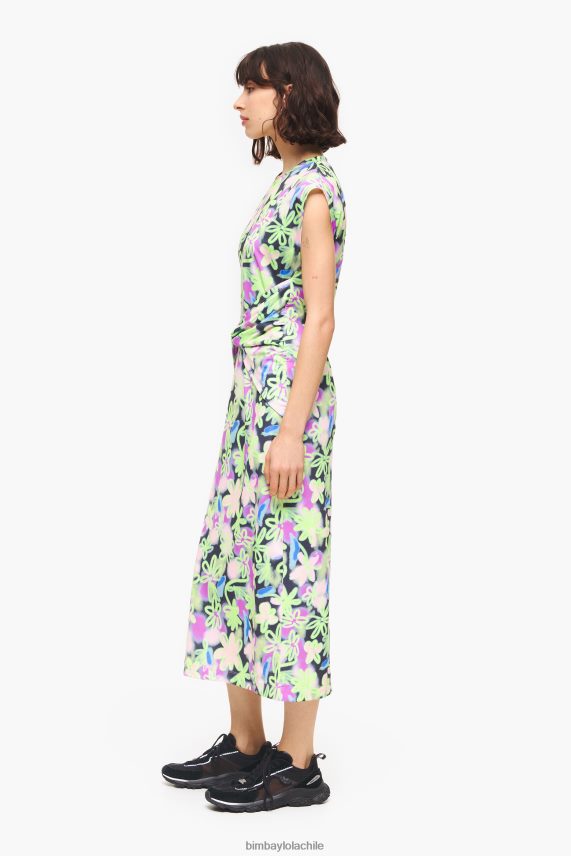 Bimba Y Lola vestido midi ajustado con estampado de flores de grafiti PT6884215 ropa lila