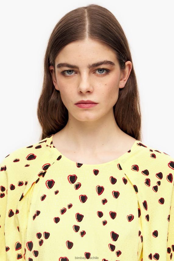 Bimba Y Lola vestido midi evasé con estampado de corazones pequeños PT6884221 ropa amarillo