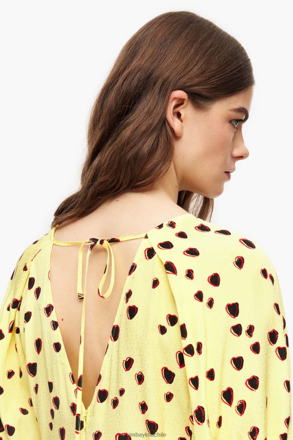 Bimba Y Lola vestido midi evasé con estampado de corazones pequeños PT6884221 ropa amarillo