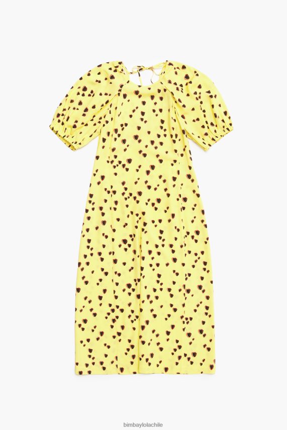 Bimba Y Lola vestido midi evasé con estampado de corazones pequeños PT6884221 ropa amarillo