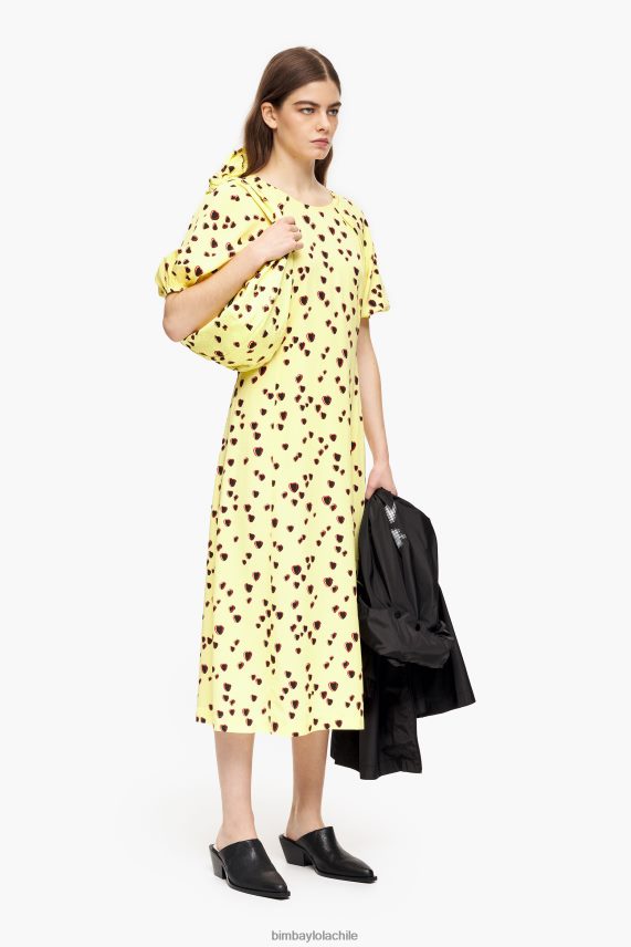 Bimba Y Lola vestido midi evasé con estampado de corazones pequeños PT6884221 ropa amarillo