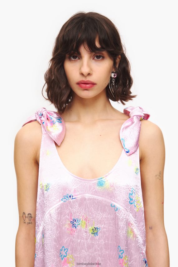 Bimba Y Lola vestido midi evasé con estampado de flores en aerosol PT6884214 ropa rosa