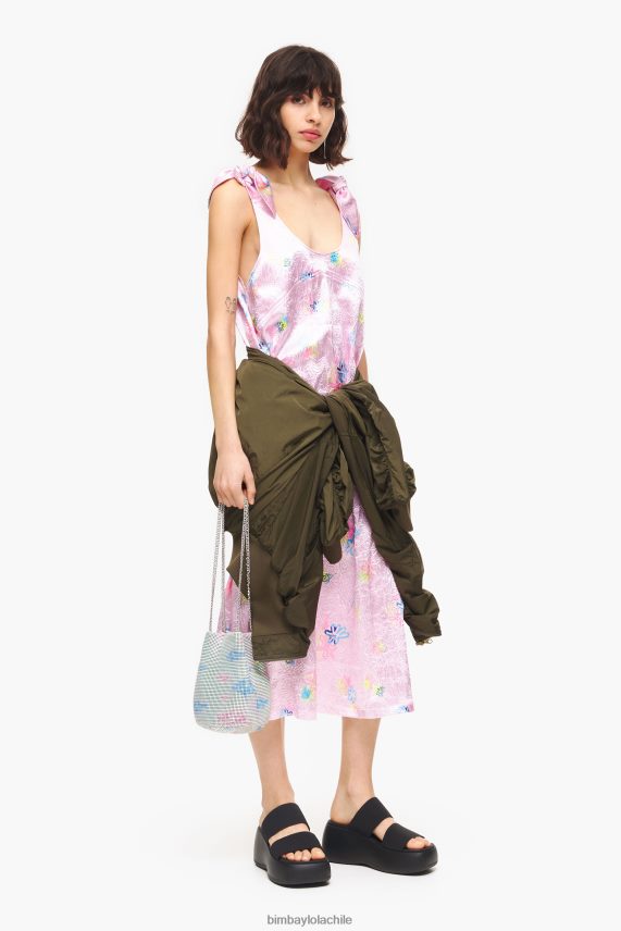 Bimba Y Lola vestido midi evasé con estampado de flores en aerosol PT6884214 ropa rosa