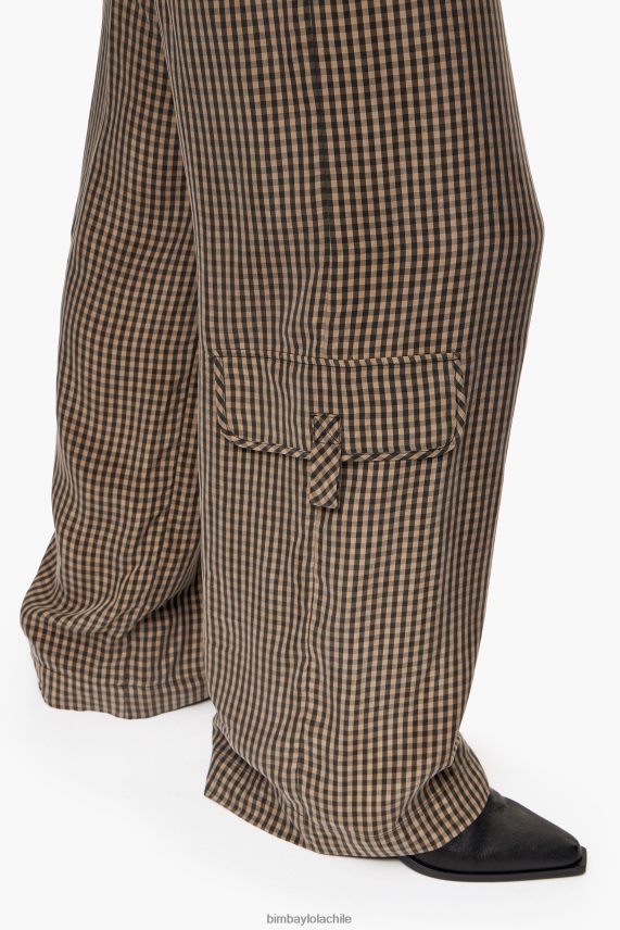 Bimba Y Lola pantalones cupro vichy PT6884438 ropa negro y marrón