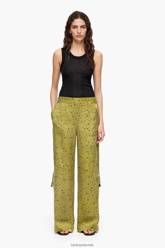 Bimba Y Lola pantalones de cupro con estampado de flores PT6884437 ropa caqui