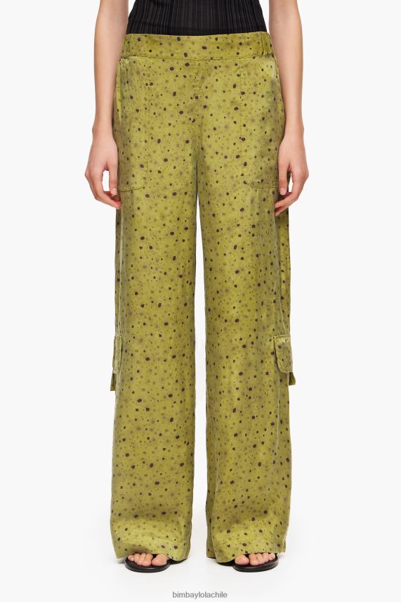 Bimba Y Lola pantalones de cupro con estampado de flores PT6884437 ropa caqui