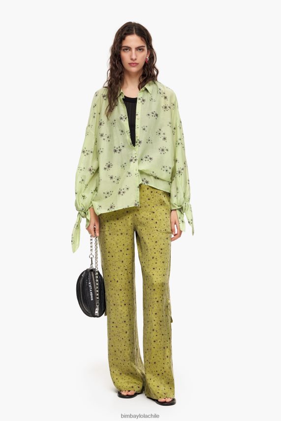 Bimba Y Lola pantalones de cupro con estampado de flores PT6884437 ropa caqui