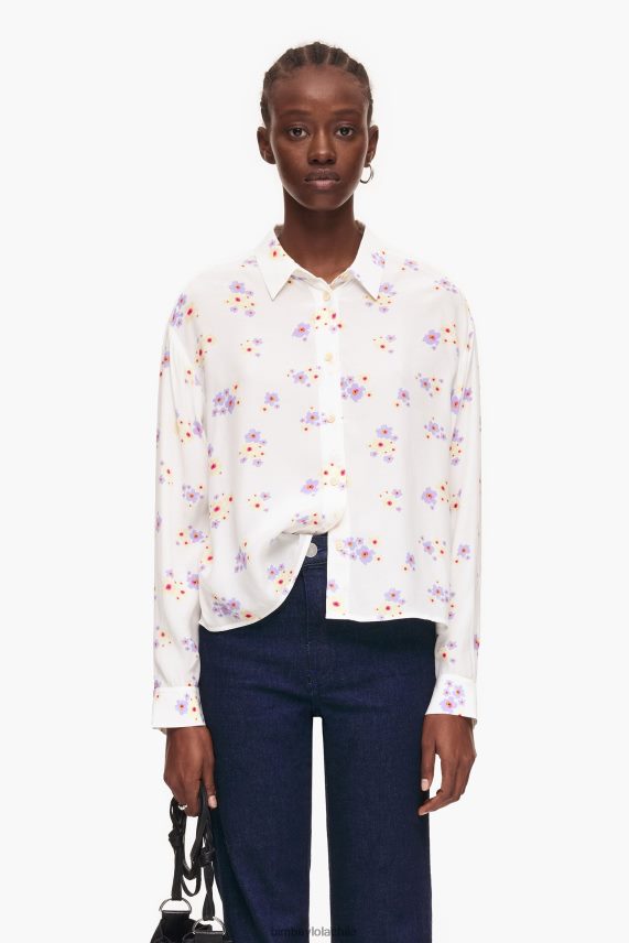 Bimba Y Lola camisa boxy con estampado de flores acrílicas PT6884336 ropa blanco