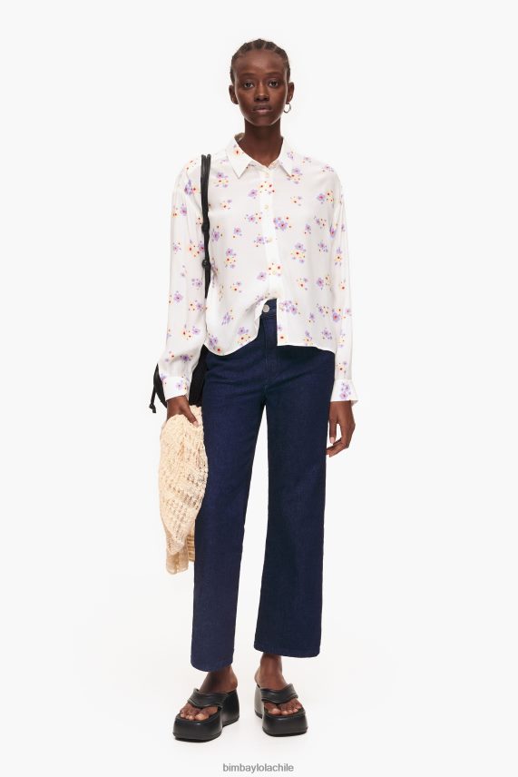 Bimba Y Lola camisa boxy con estampado de flores acrílicas PT6884336 ropa blanco