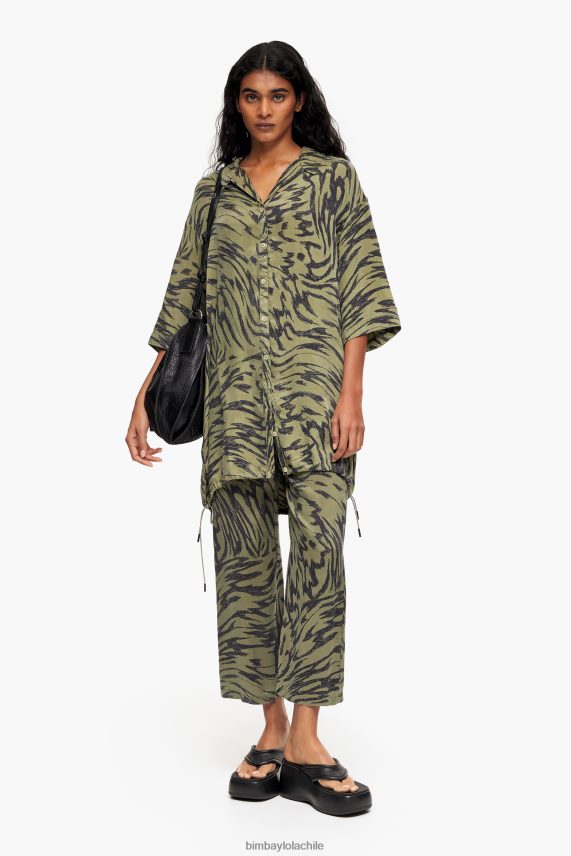Bimba Y Lola camisa oversize con estampado de alas de mariposa PT6884323 ropa caqui