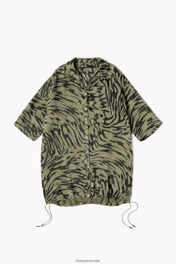 Bimba Y Lola camisa oversize con estampado de alas de mariposa PT6884323 ropa caqui