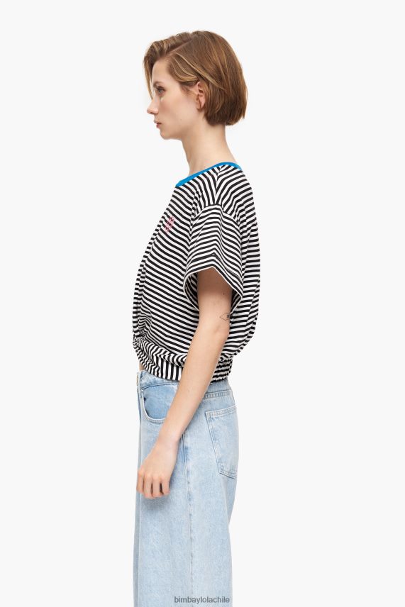 Bimba Y Lola camiseta boxy con nudo PT6884320 ropa en blanco y negro