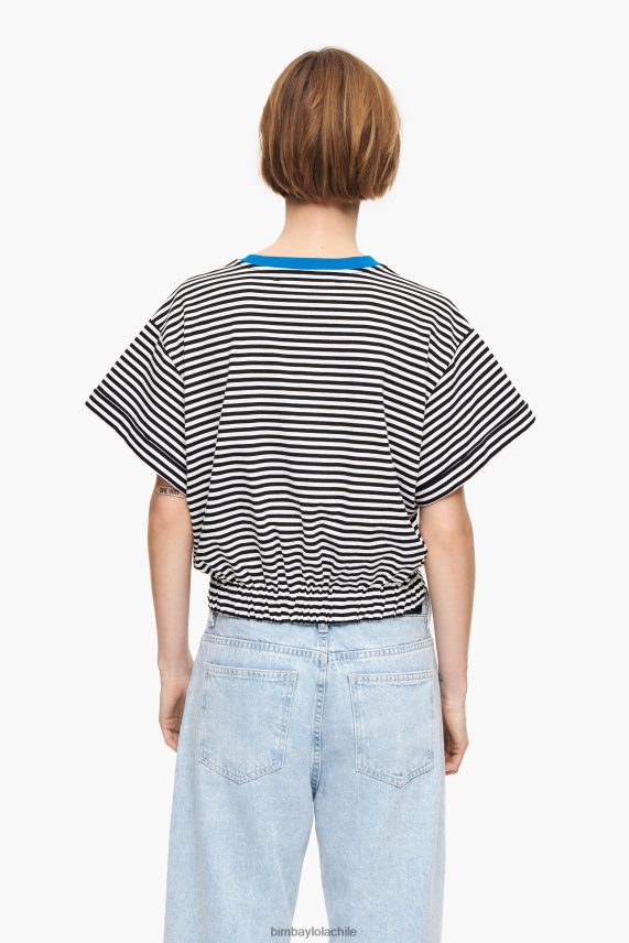 Bimba Y Lola camiseta boxy con nudo PT6884320 ropa en blanco y negro