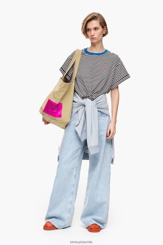 Bimba Y Lola camiseta boxy con nudo PT6884320 ropa en blanco y negro