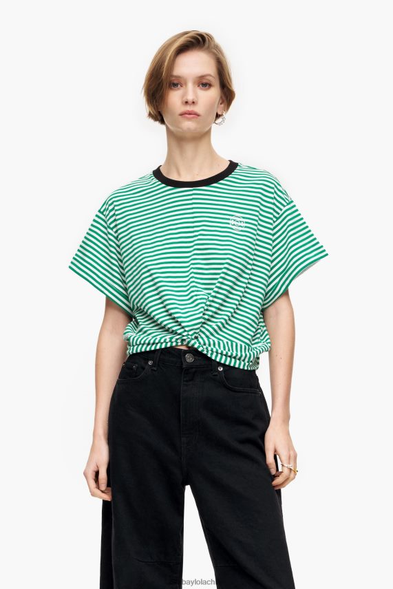 Bimba Y Lola camiseta boxy con nudo PT6884321 ropa verde y blanco