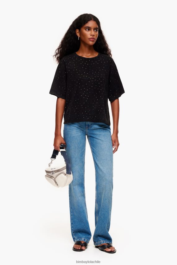 Bimba Y Lola camiseta boxy piedras multicolor PT6884296 ropa negro