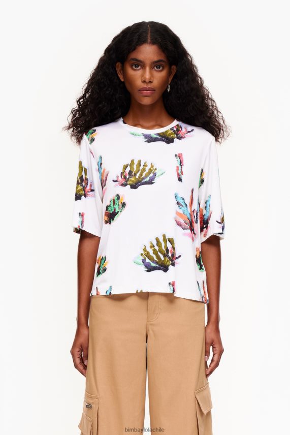 Bimba Y Lola camiseta con estampado coral PT6884265 ropa Marfil