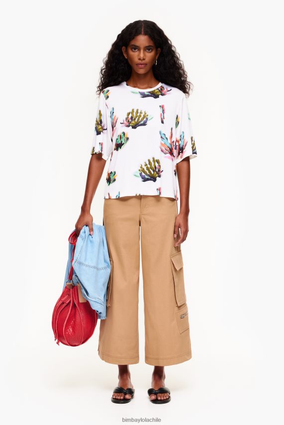 Bimba Y Lola camiseta con estampado coral PT6884265 ropa Marfil