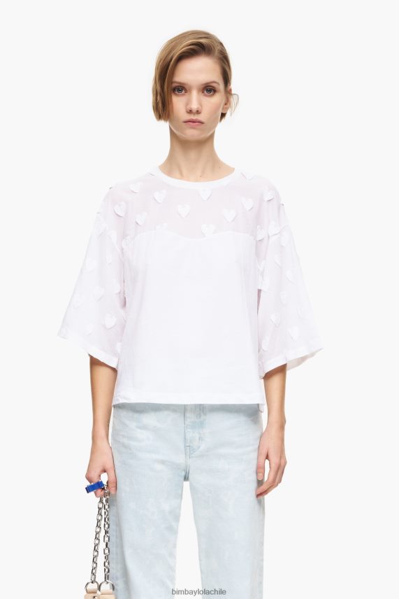Bimba Y Lola camiseta de algodón con corazones PT6884283 ropa blanco