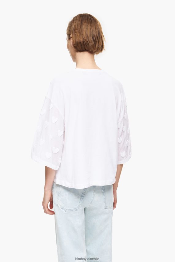 Bimba Y Lola camiseta de algodón con corazones PT6884283 ropa blanco
