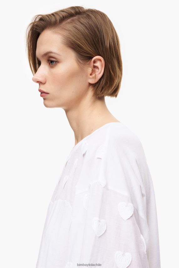 Bimba Y Lola camiseta de algodón con corazones PT6884283 ropa blanco