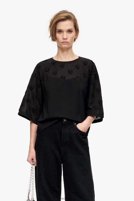 Bimba Y Lola camiseta de algodón con corazones PT6884284 ropa negro