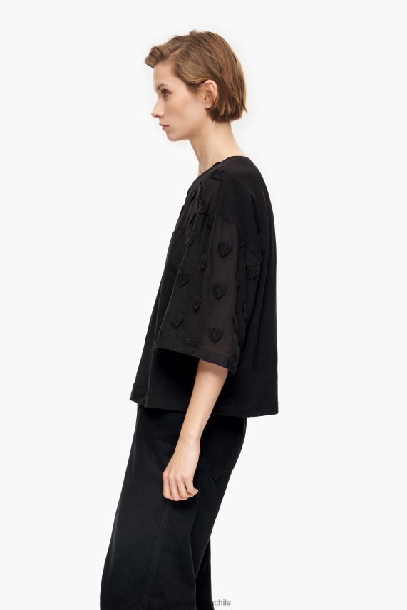 Bimba Y Lola camiseta de algodón con corazones PT6884284 ropa negro