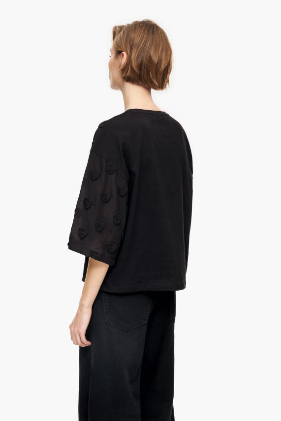 Bimba Y Lola camiseta de algodón con corazones PT6884284 ropa negro