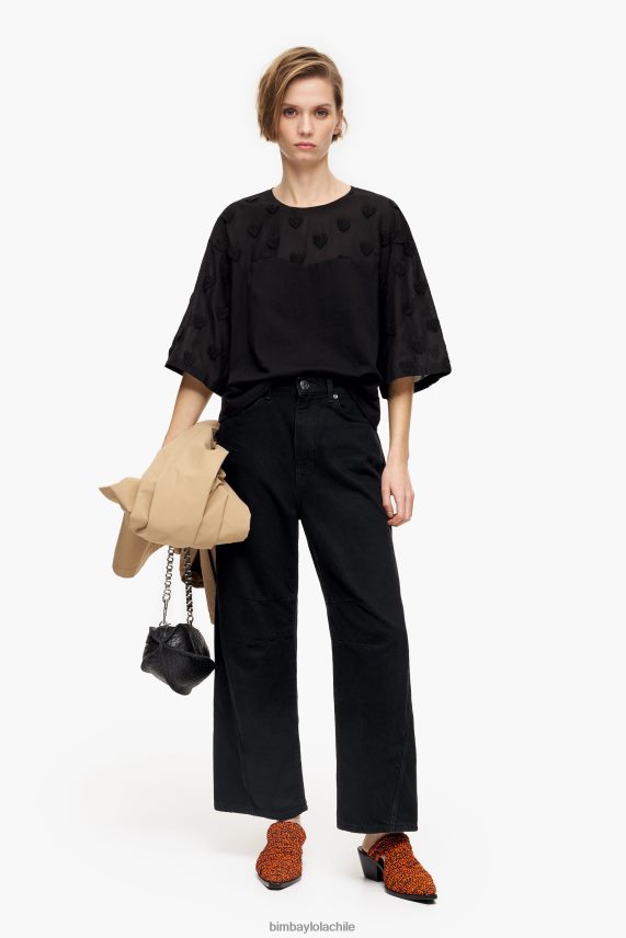 Bimba Y Lola camiseta de algodón con corazones PT6884284 ropa negro