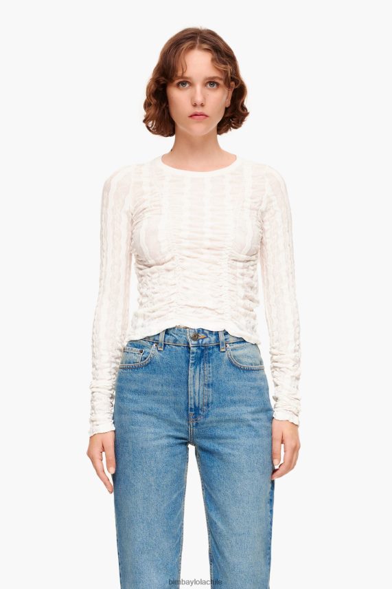 Bimba Y Lola camiseta entallada con textura PT6884312 ropa Marfil