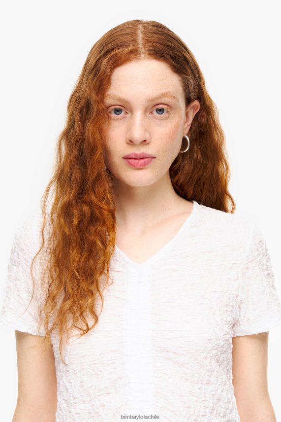 Bimba Y Lola camiseta fruncida texturizada PT6884267 ropa Marfil