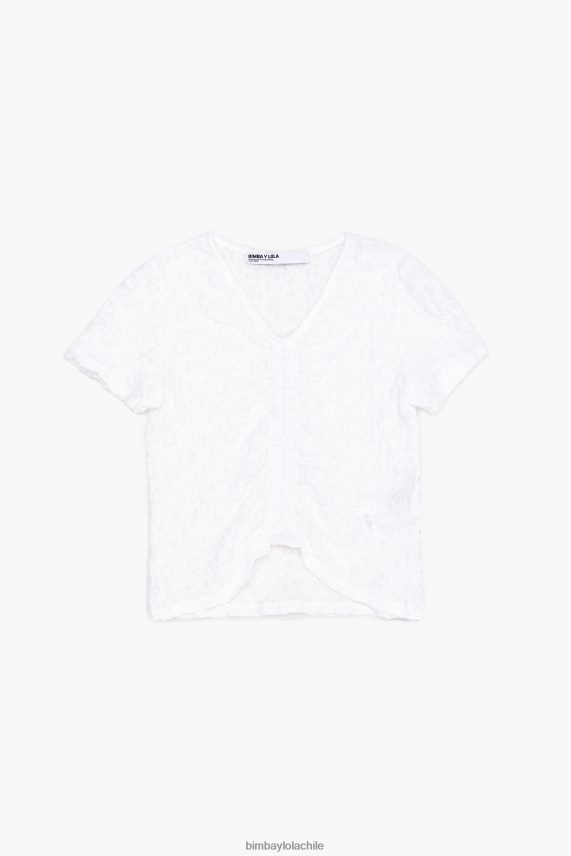 Bimba Y Lola camiseta fruncida texturizada PT6884267 ropa Marfil