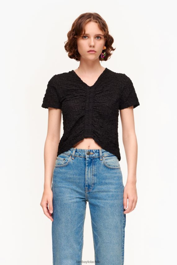 Bimba Y Lola camiseta fruncida texturizada PT6884268 ropa negro