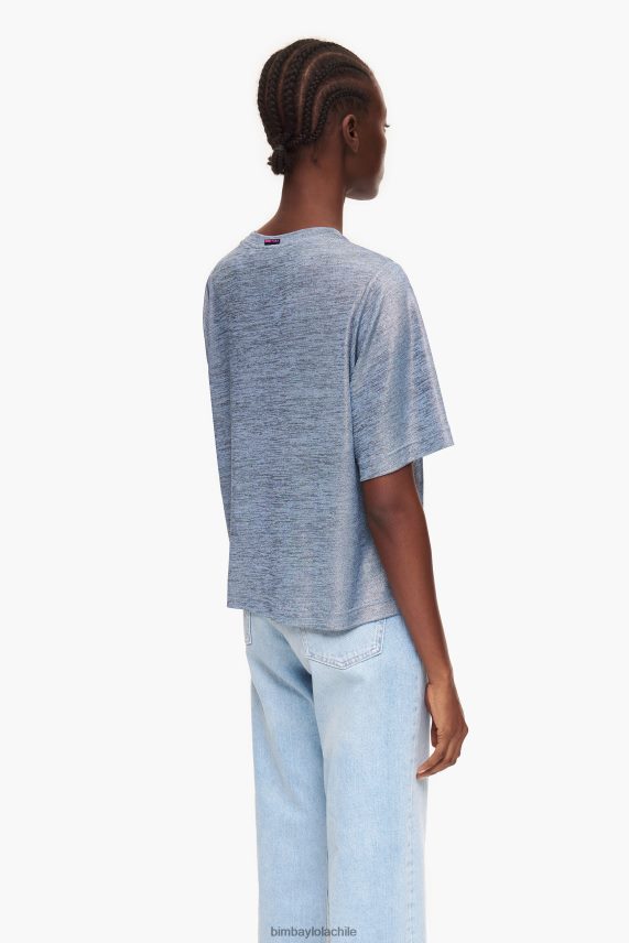 Bimba Y Lola camiseta metalizada PT6884306 ropa azul fluido