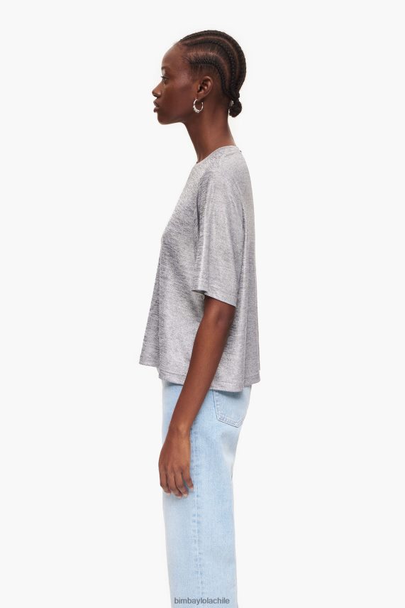 Bimba Y Lola camiseta metalizada PT6884307 ropa gris fluido