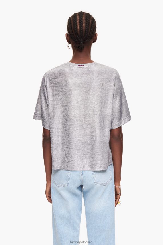 Bimba Y Lola camiseta metalizada PT6884307 ropa gris fluido