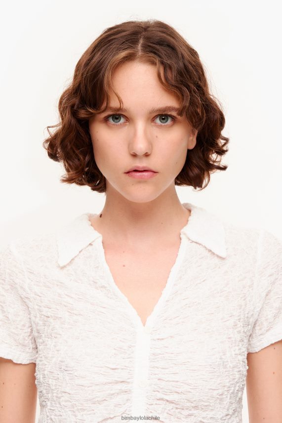 Bimba Y Lola camiseta texturizada con botones PT6884287 ropa Marfil