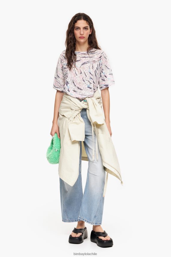 Bimba Y Lola playera boxy con estampado de alas de mariposa PT6884302 ropa blanco