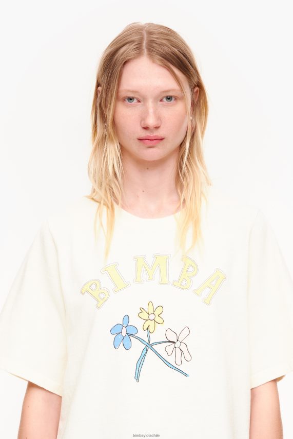 Bimba Y Lola playera con logo de flor de algodón PT6884269 ropa vainilla