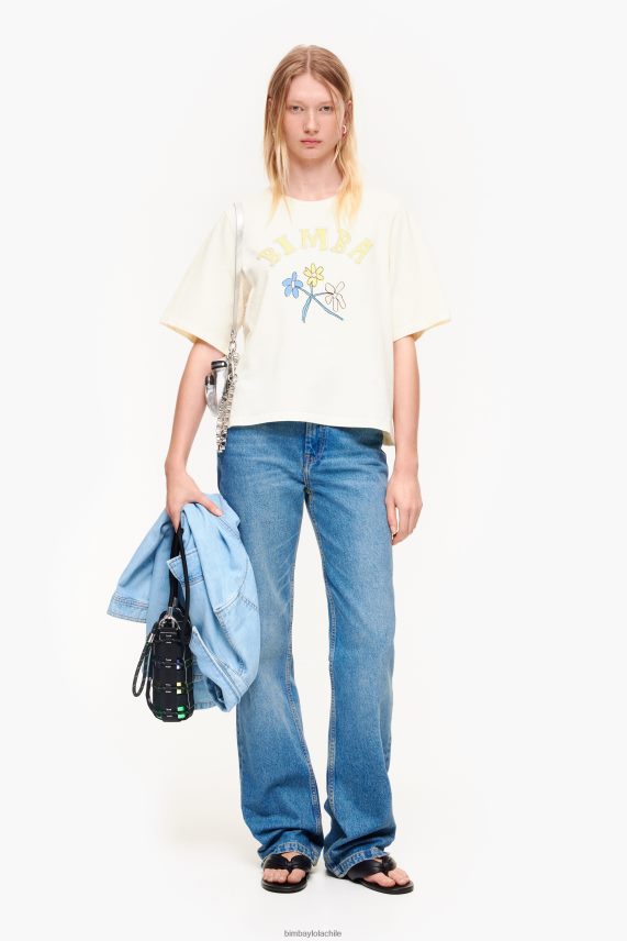 Bimba Y Lola playera con logo de flor de algodón PT6884269 ropa vainilla