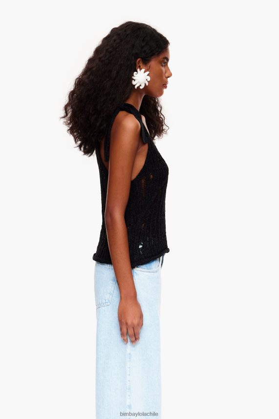 Bimba Y Lola parte superior de ganchillo PT6884264 ropa negro