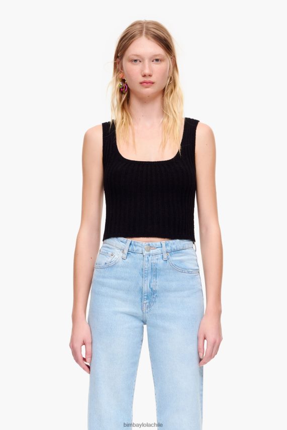 Bimba Y Lola top ajustado de canalé PT6884313 ropa negro