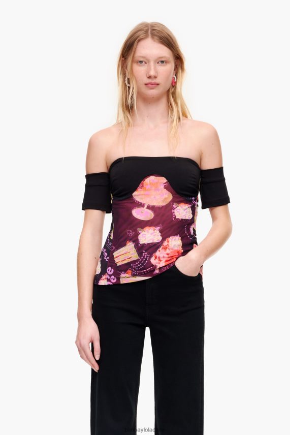 Bimba Y Lola top con estampado de foto de apodo PT6884342 ropa negro