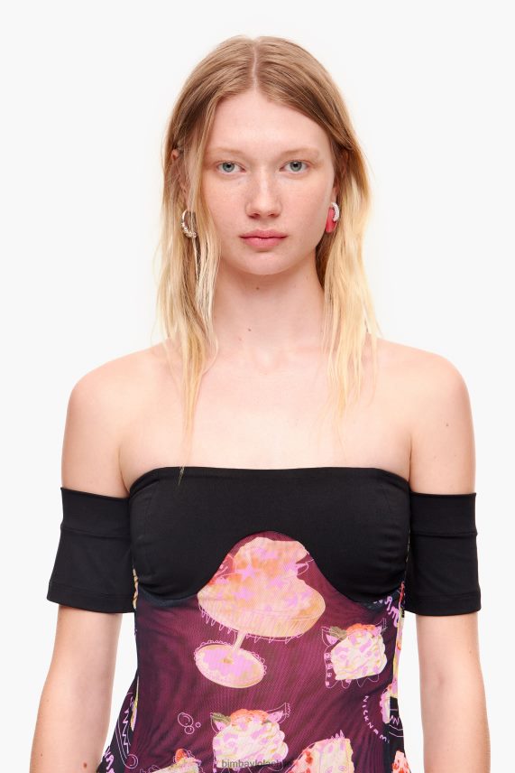 Bimba Y Lola top con estampado de foto de apodo PT6884342 ropa negro