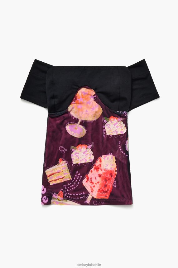 Bimba Y Lola top con estampado de foto de apodo PT6884342 ropa negro