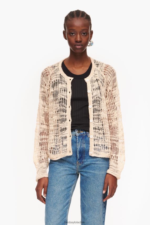 Bimba Y Lola cárdigan de lino de punto abierto PT6884361 ropa crudo