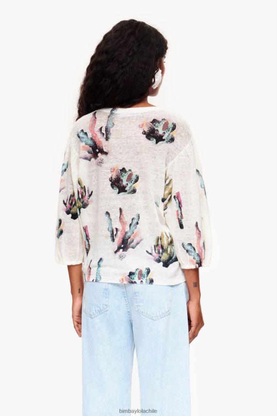 Bimba Y Lola jersey de lino con estampado coral PT6884353 ropa Marfil